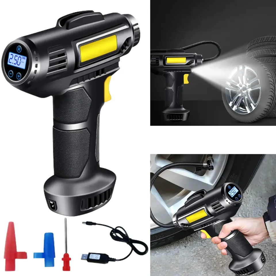 Inflador Portátil Universal Auto Moto Bici 12v Con Linterna