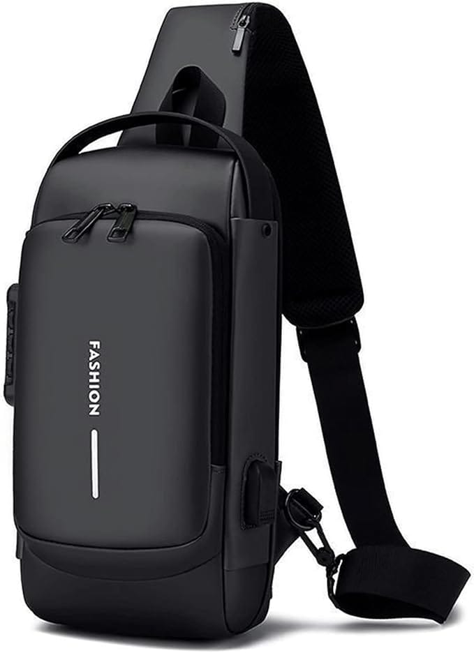 Mochila Bolso de Pecho Cruzado Impermeable Bandolera USB Riñonera