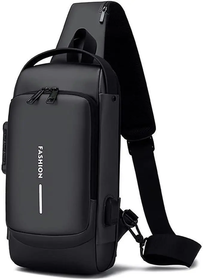 Mochila Bolso de Pecho Cruzado Impermeable Bandolera USB Riñonera