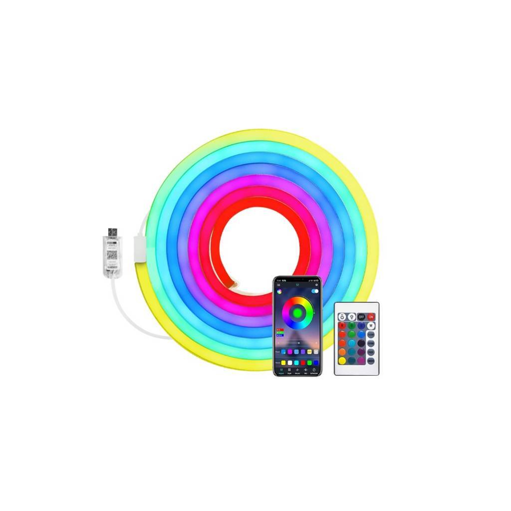 Tira Luz Led Neón Flexible 2m Control Remoto USB Aplicación