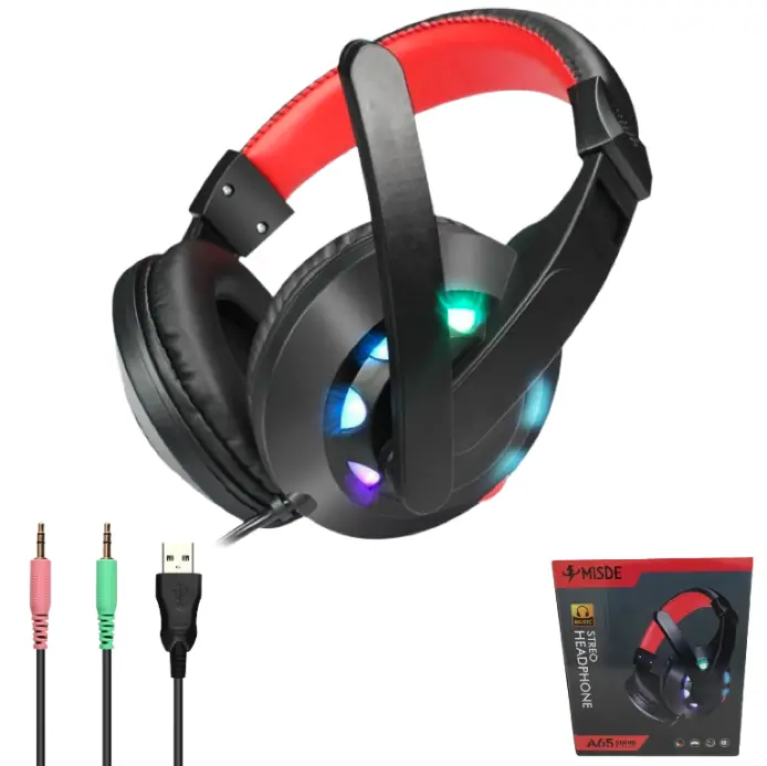 Auriculares Luces Led Micrófono Usb Control De Volumen