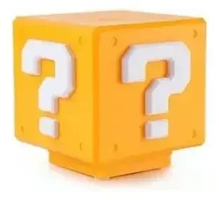Lámpara Noche Veladora Infantil Cubo Block Super Mario Bros Amarillo