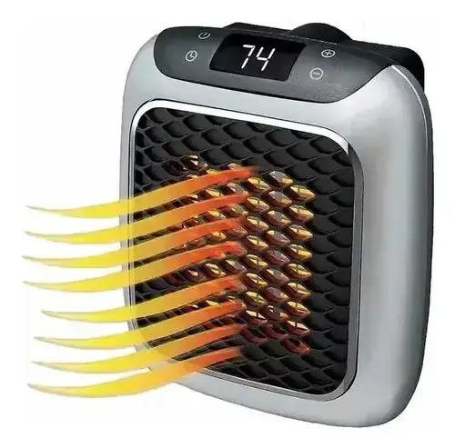 Calefactor Estufa Eléctrico Mini Hogar Oficina Baño Negro Y Gris