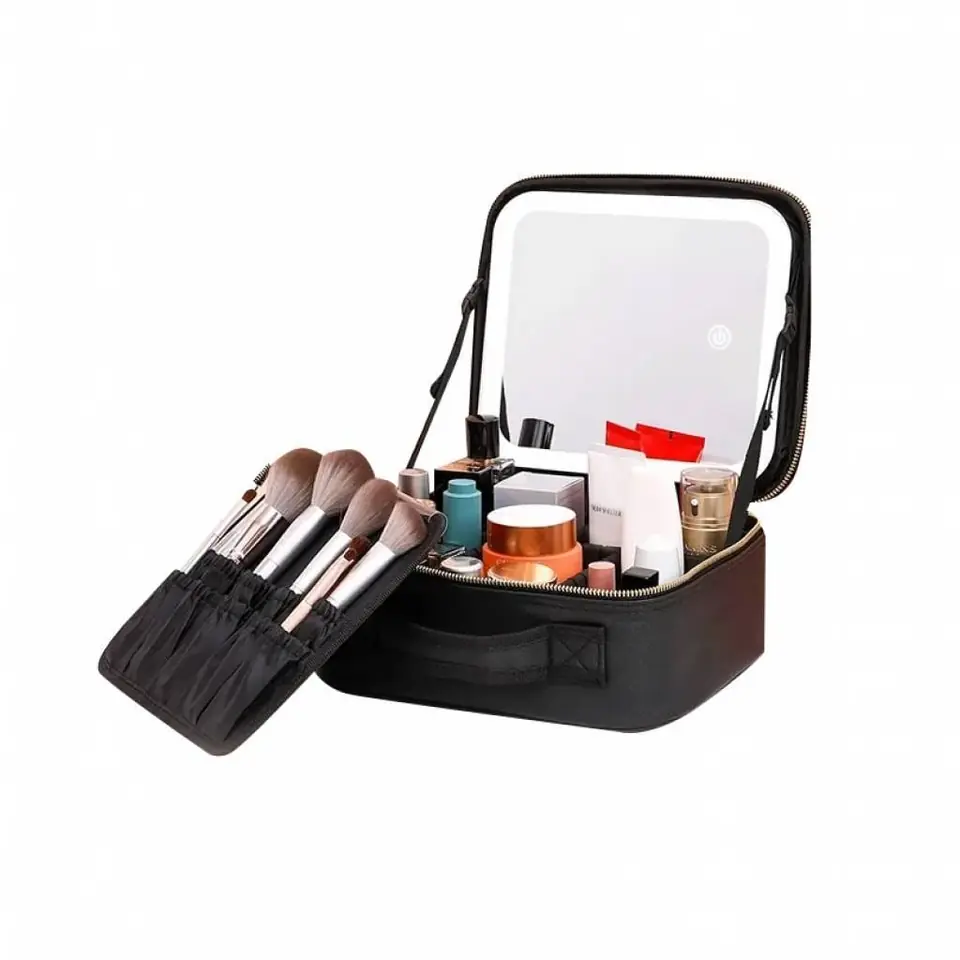 Estuche Maleta Maquillaje Profesional Espejo Luz LED