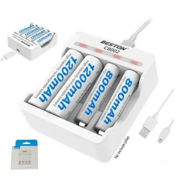 Cargador Baterías 4 Pilas Usb Recargables AA Y AAA