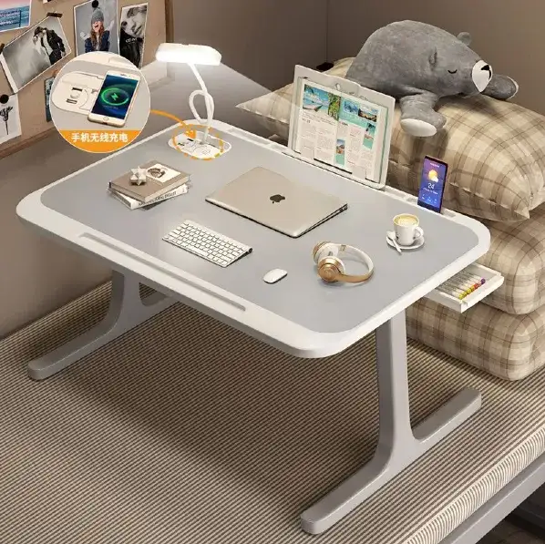 Mesa Escritorio Plegable Multiuso Lampara Luz Led Carga Usb