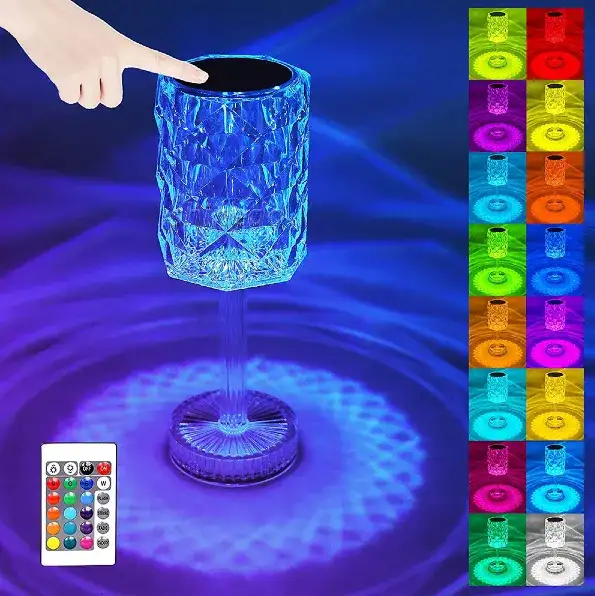 Lampara Craquelada Led Portátil Táctil Control Remoto USB