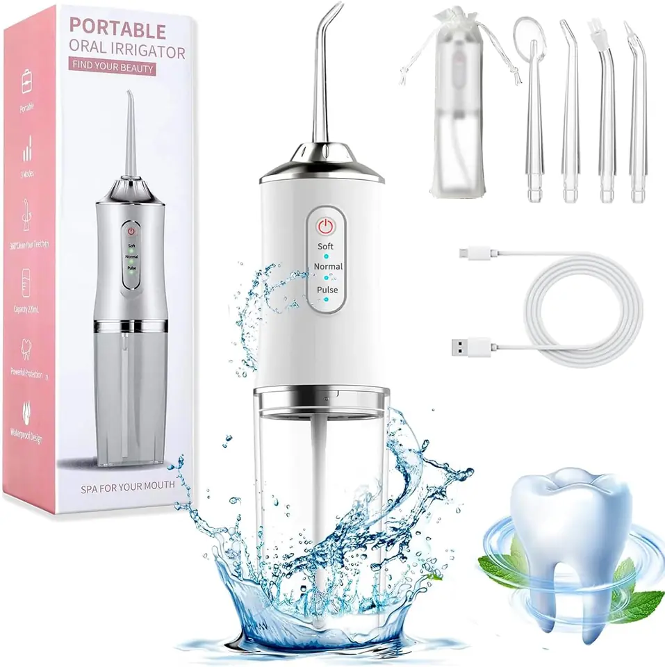 Irrigador Oral Bucal Portátil Limpiador 4 Boquillas Recargable