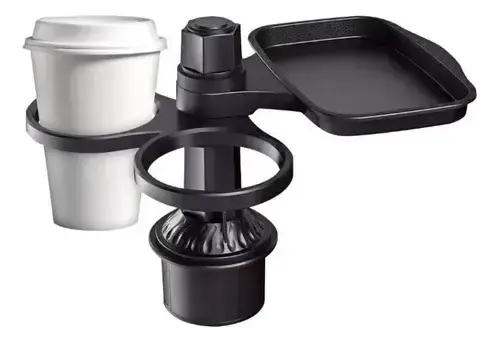 Soporte Multifunción Para Auto Posavasos Y Bandeja Negro