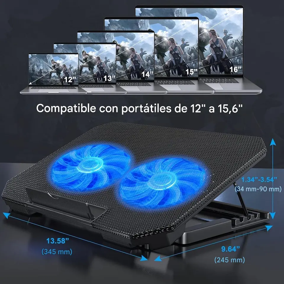 Bandeja Base Soporte Notebook Cooler Gamer 2 Ventiladores