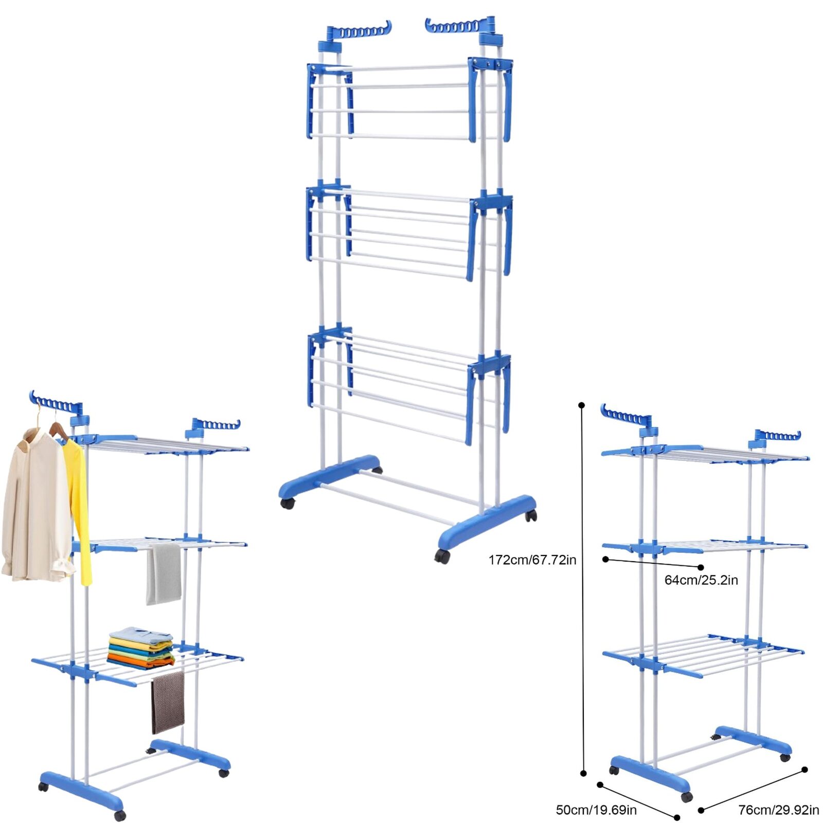 Tender Tendedero Vertical Plegable Reforzado 3 Niveles Rueda