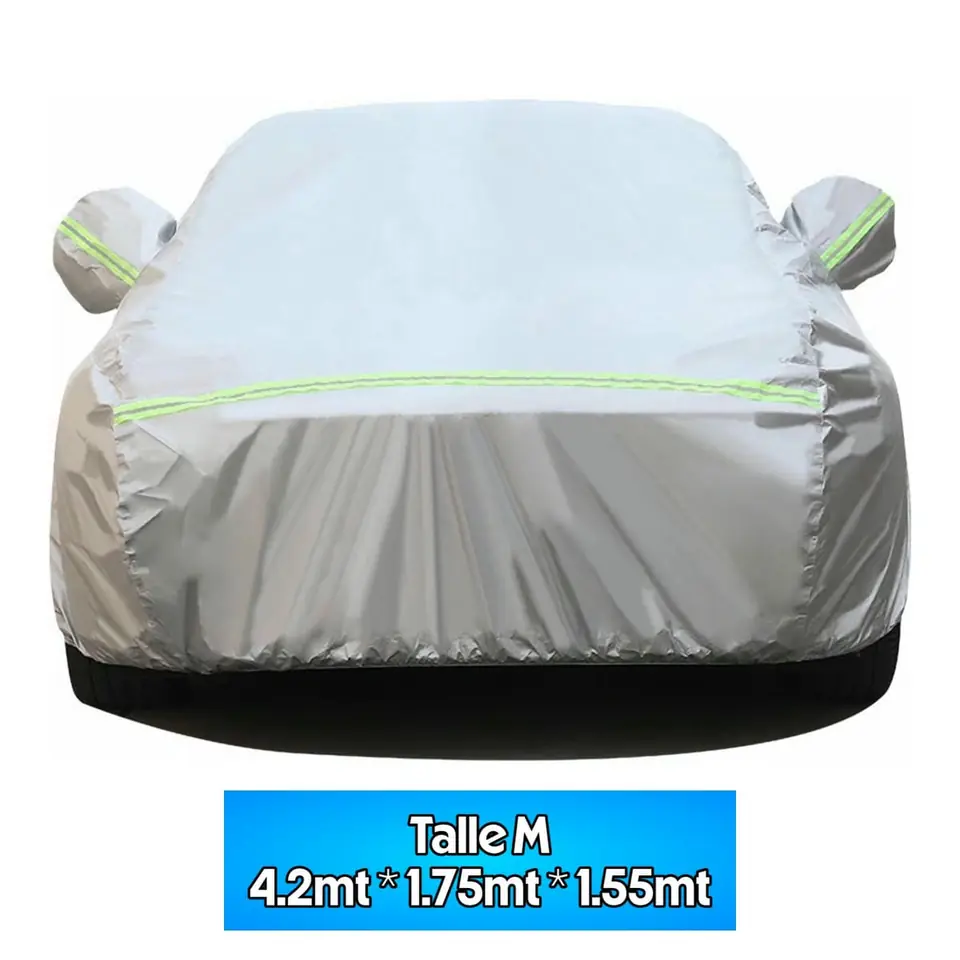 Funda Cubre Auto Impermeable Felpa Interior Lluvia Sol M Plateado