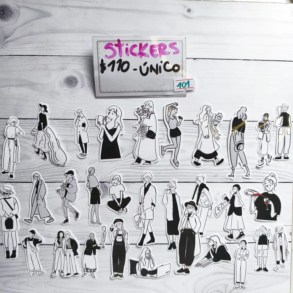 Stickers nena blanco y negro 101