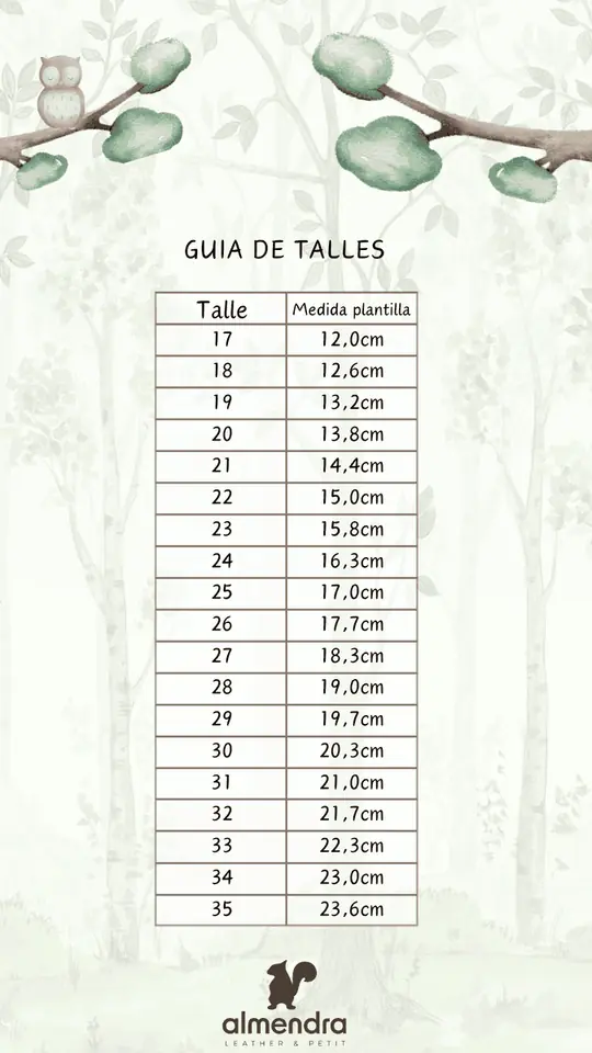 Guía de talles guillerminas y botas