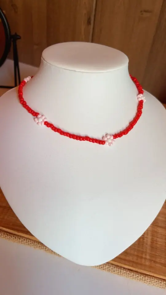 COLLAR FLOR ROJO