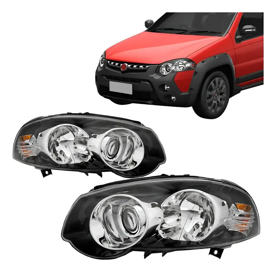 Par de faros delanteros Siena Strada Adventure,Working 2009 a 2016 Máscara negra