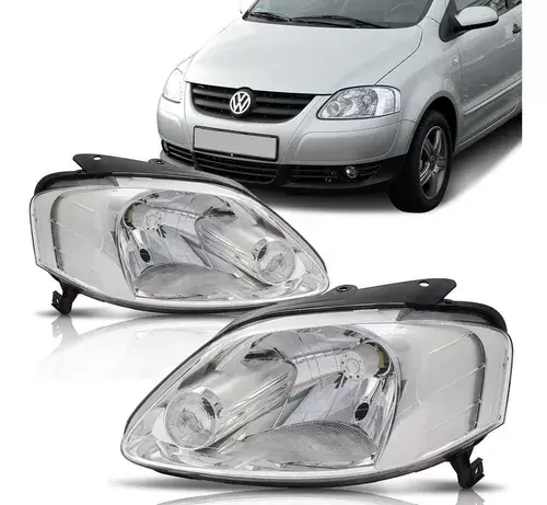 Par de faros delanteros Fox Crossfox Spacefox 2003 04 05 06 07 08 2009, foco único cromado
