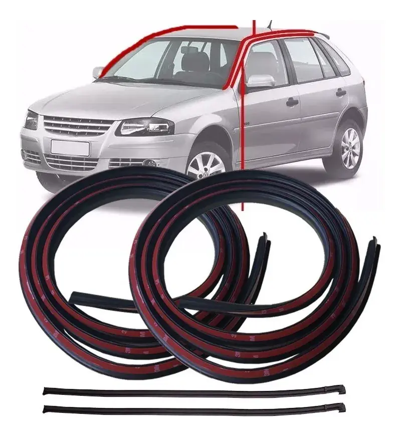 Kit de riel de goma para puerta y moldura de techo para Gol G3 G4 de 4 puertas