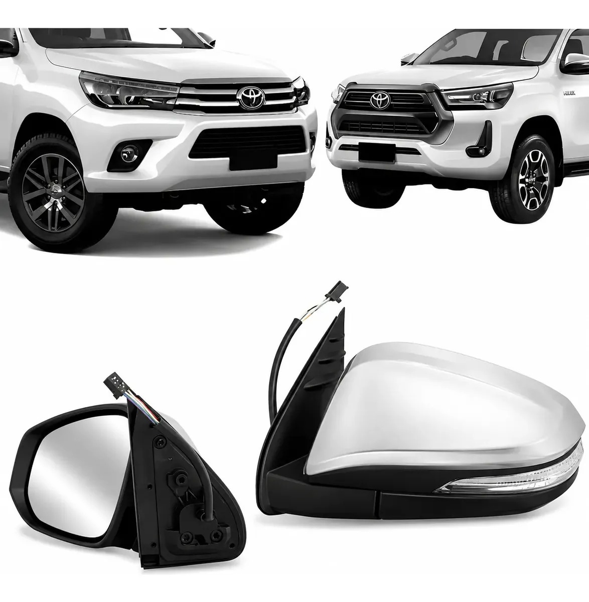 Retrovisor Eléctrico Cromado con Intermitente para Toyota Hilux 2016–2026