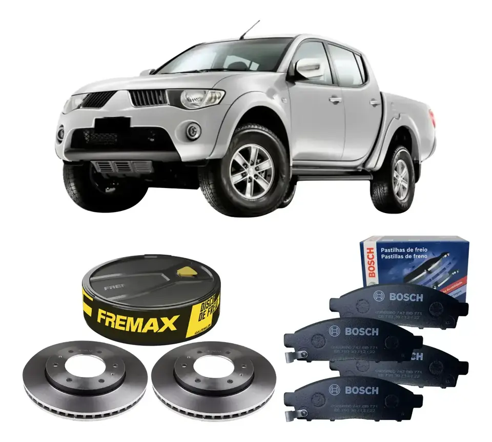 Disco de freno delantero Fremax + pastillas de freno Bosch para L200 Triton