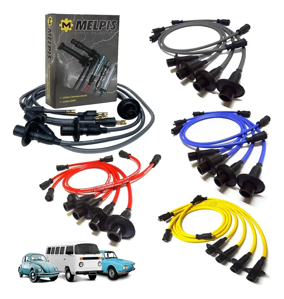 Cable de Bujía de Silicona 8 mm para VW Fusca, Brasilia y Kombi – MELPIS (5 Cabos)