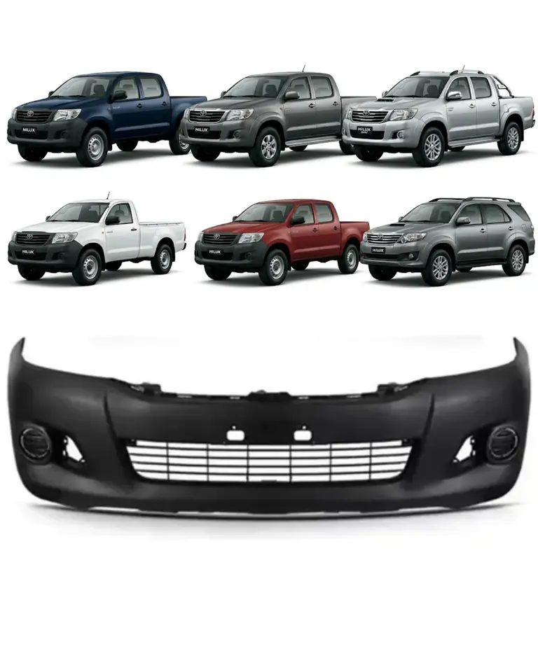 Paragolpes Delantero Negro Texturado (Con Agujeros para Fender) - Toyota Vigo / Hilux (Modelos 2012 a 2015 - Fase 3)