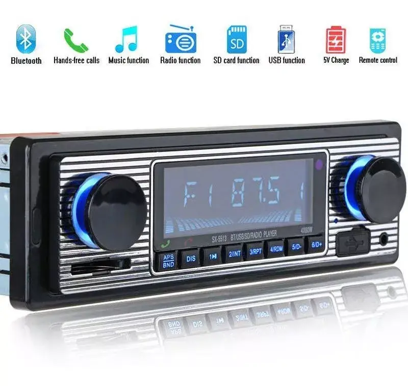 Radio retro vintage USB Bluetooth para coche antiguo Fusca Opala