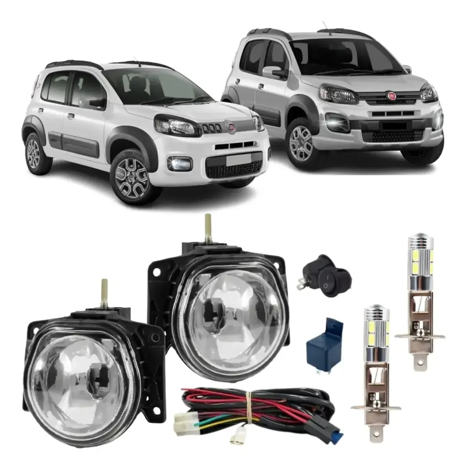 Kit Faros Camineros Fiat Uno Way 2011 a 2021 con LED – Lente de Vidrio