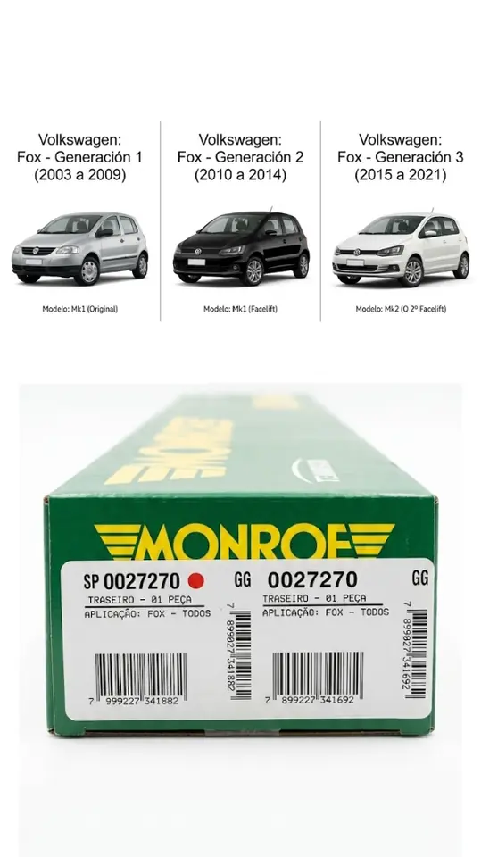 Amortiguador Trasero Volkswagen Fox Monroe 0027270