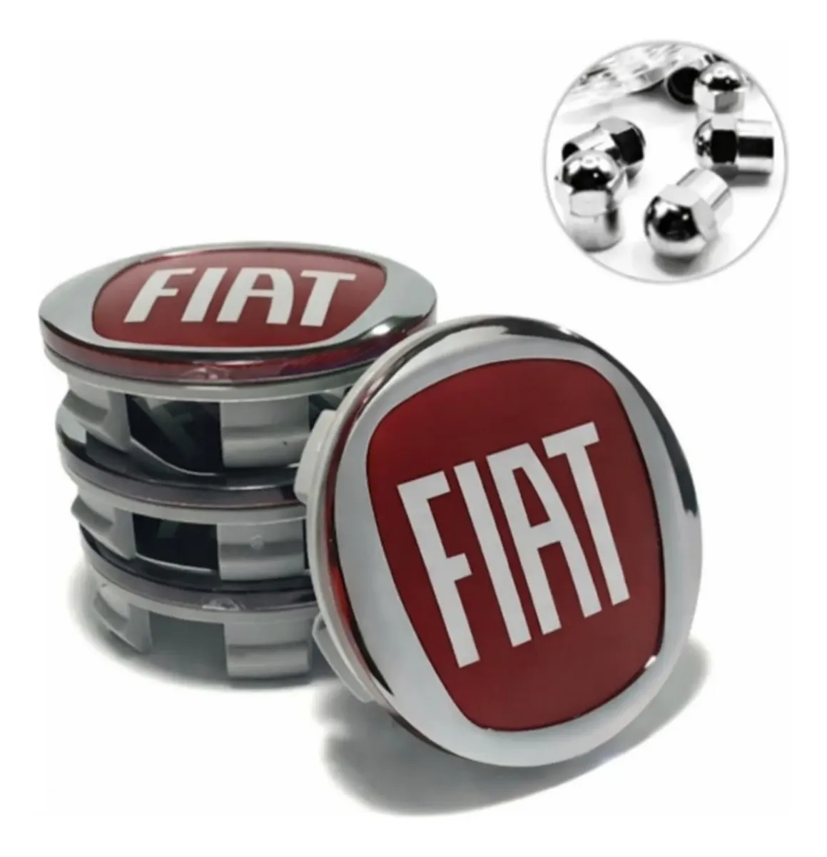 Juego de 4 tapabujes rojos de 60 mm para Fiat Toro