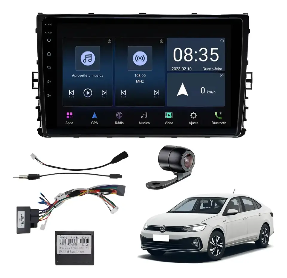 Cableado para sistema multimedia Carplay Android de 9 pulgadas para VW Virtus 2019/2025