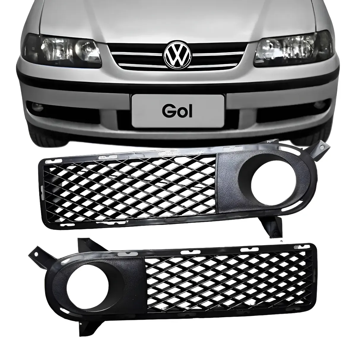 Par de marcos de parrilla con soportes para faros antiniebla para Gol G3 Fase 1