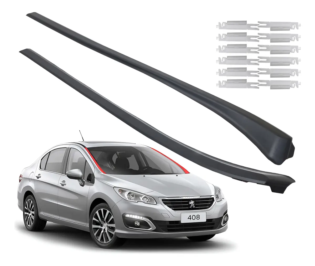 Par de Molduras Externas de Parabrisas para Peugeot 308 y 408 (2011 a 2019)