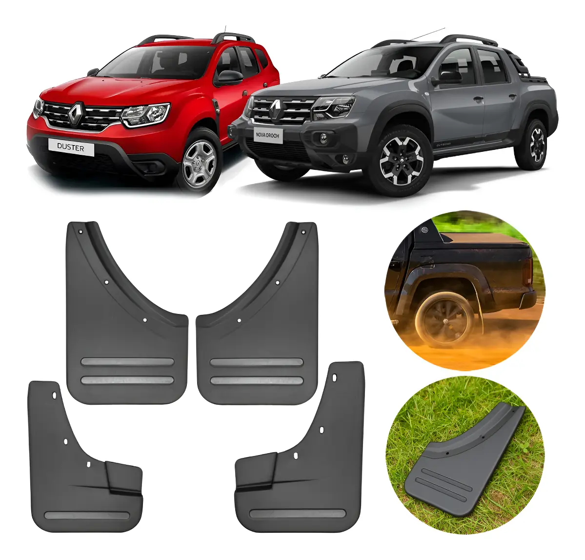 Para Barro Duster 2012 A 2026 Oroch Lameira Negro Gpi 4 Piezas