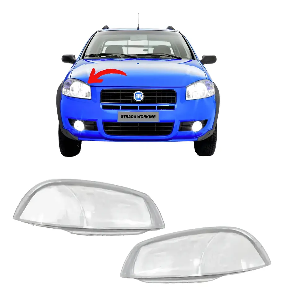 Par de lentes de faros delanteros para Fiat Strada G4 Straight Working Model - Compatible con Fiat Strada 2008-2013