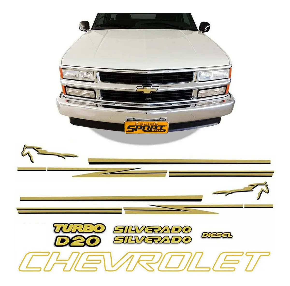 Kit de franjas adhesivas abombadas Sportinox para Chevrolet Silverado D20 (1998–2006)