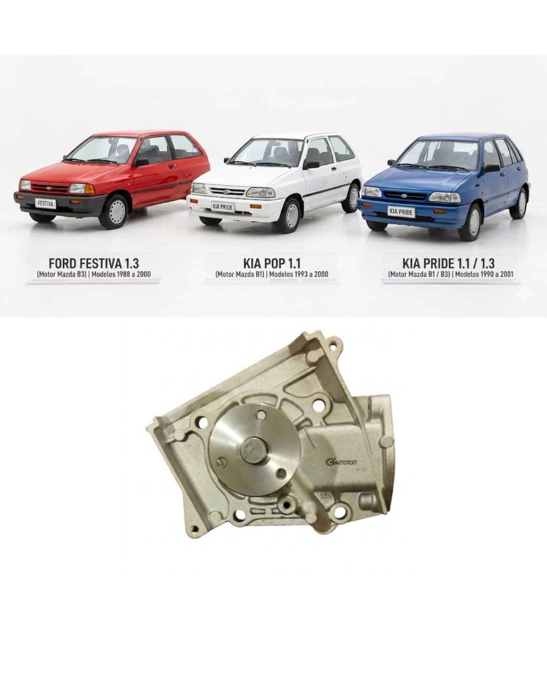 Bomba de Agua G Autoparts - Ford Festiva & Kia Pop / Pride 1.1 - 1.3 (Motores Mazda B3 / B1)
