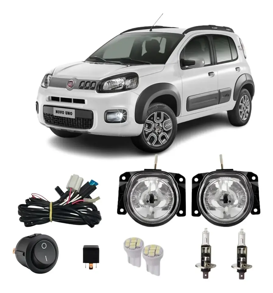 Kit Faros camineros Fiat Uno 2010 al 2021 + Lámpara