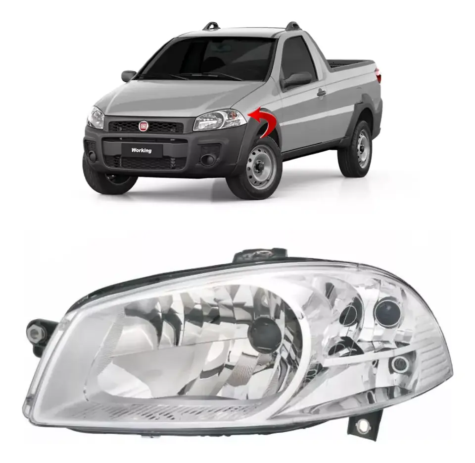 Farol Fiat Strada 2014 2015 2016 2017 A 2020 Recto Cromado