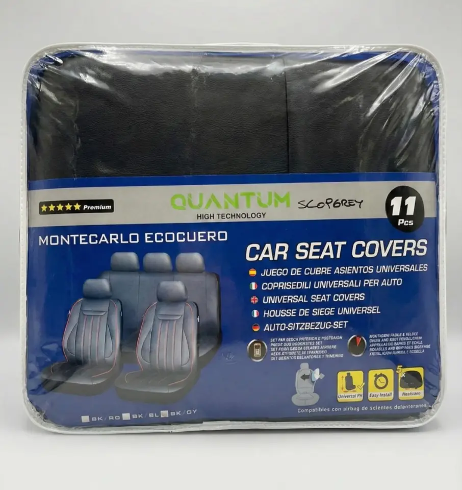 Cubreasientos Universales Quantum Montecarlo Ecocuero – Juego Completo Premium (11 Piezas)
