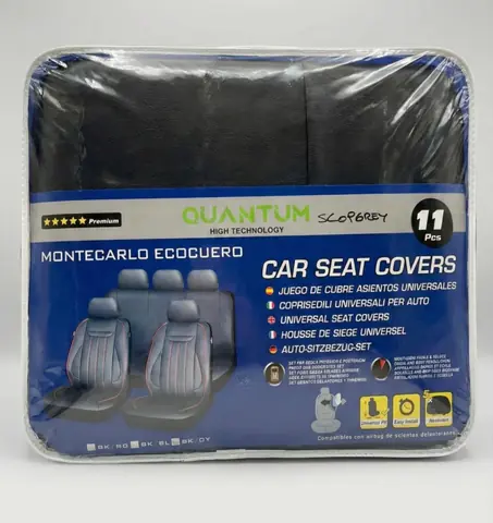 Cubreasientos Universales Quantum Montecarlo Ecocuero – Juego Completo Premium (11 Piezas)
