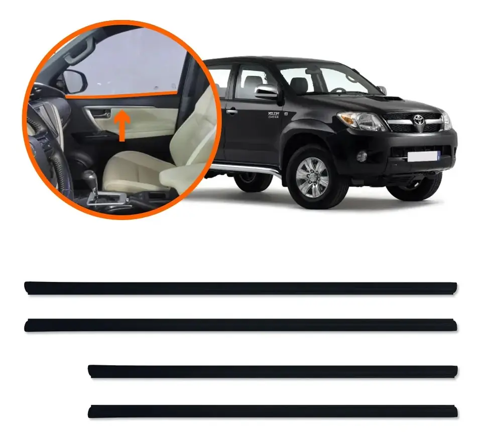 Juego de 4 Canaletas Internas Delanteras/Traseras Hilux 2005 a 2015 - Cinta
