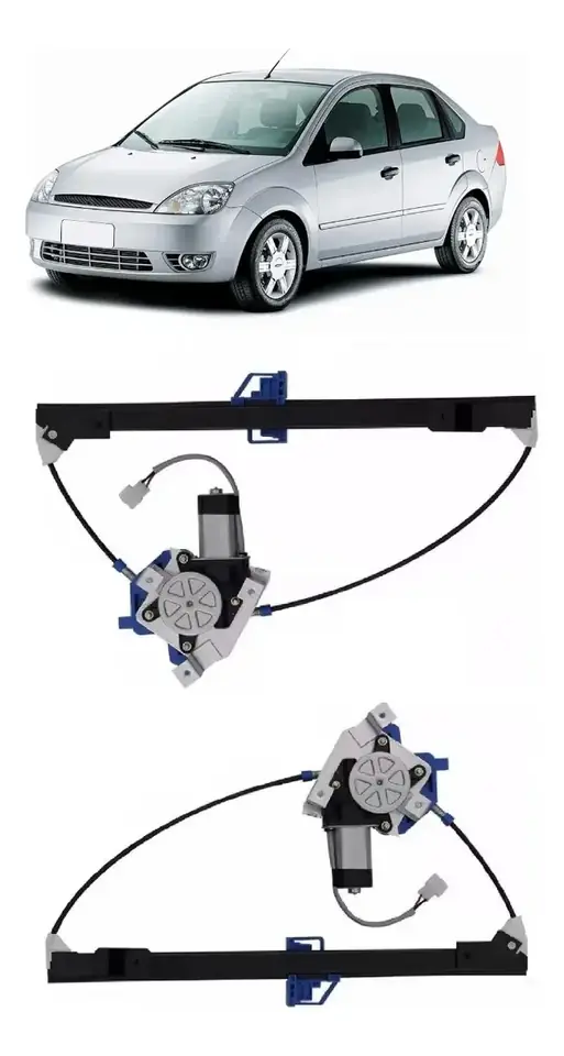 Par de mecanismos de elevalunas eléctricos traseros para Fiesta Hatchback (con motores)