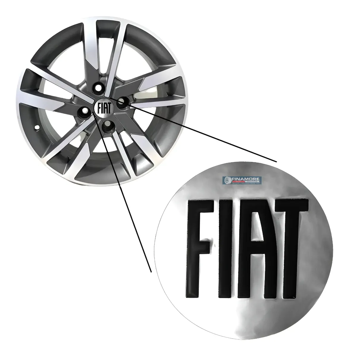 Juego de 4 tapacubos centrales cromados para Fiat New Strada/Pulse