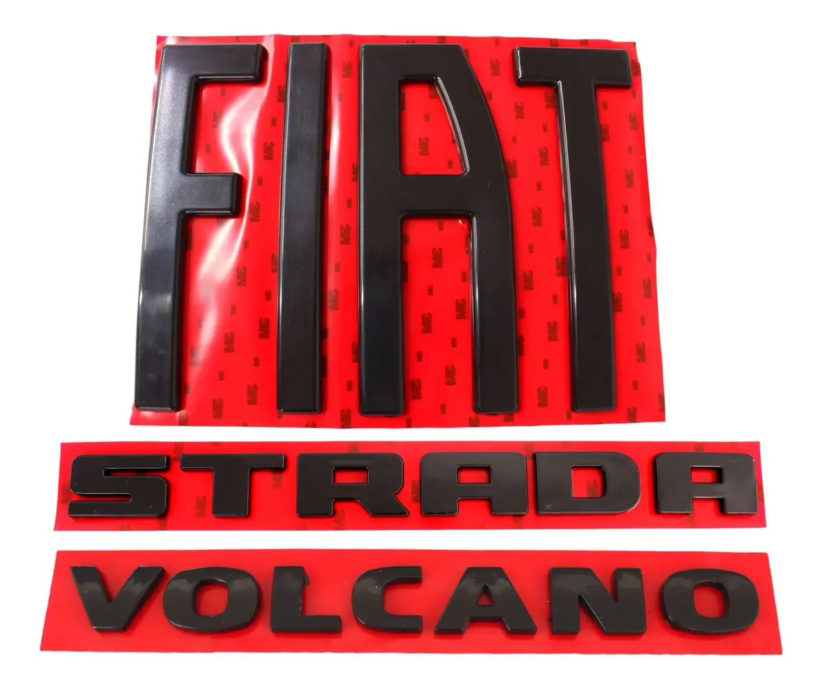 Kit 3 Emblemas Traseros Negros Fiat Nova Strada Volcano 2021 / 2026