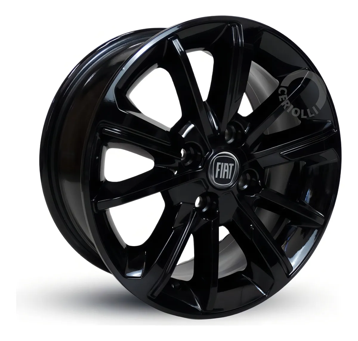 Llantas Fiat  Hgt Aro15 (Juego) + Boquillas 4 Llantas Color Negro Emblema Piano Negro 4x100