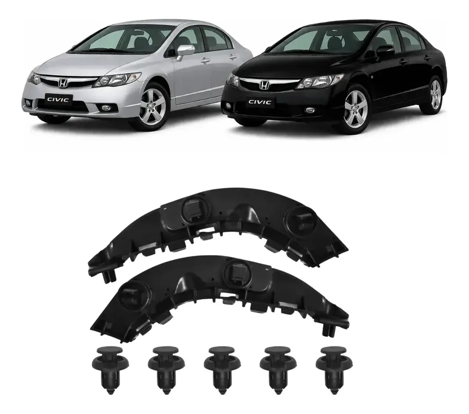 Par de soportes guía para parachoques delantero de Honda Civic 2007–2011