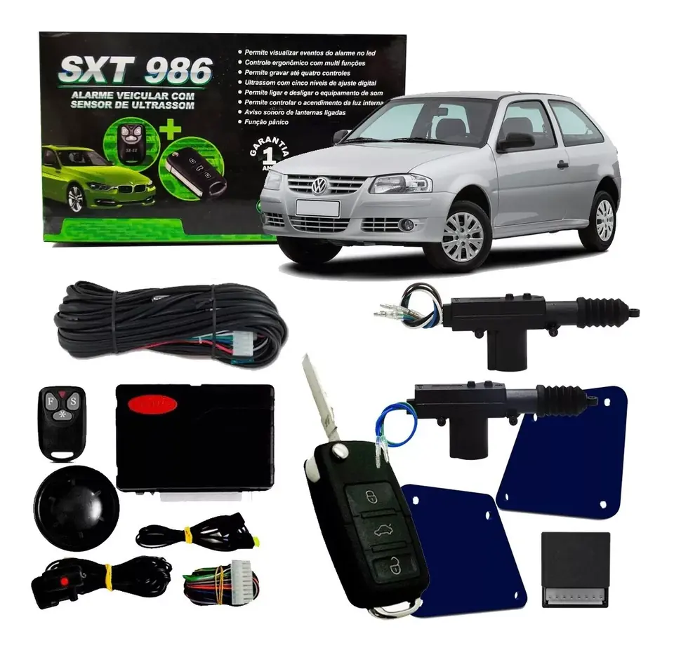 Alarma de coche + cerradura +  Llave Tipo Cuchillo Gol G2 G3 G4 2 puertas