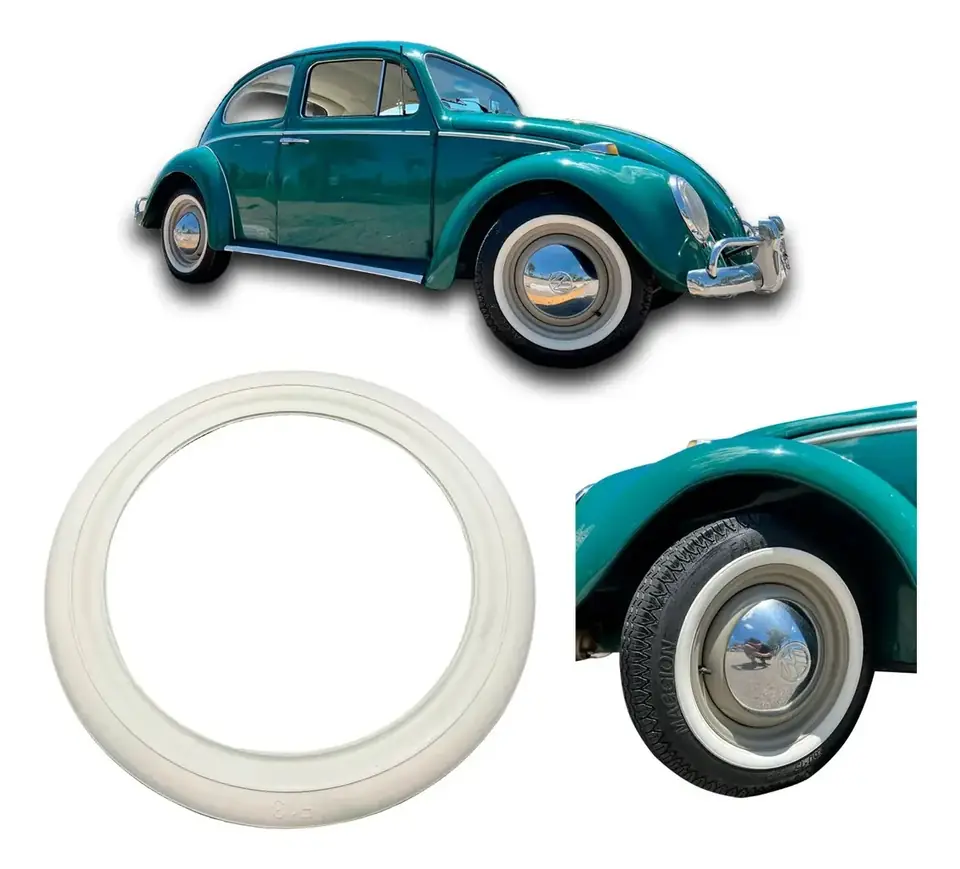Kit 4 Bandas de Franja Blanca para Neumáticos Aro 14 – Fusca, Kombi y Autos Clásicos