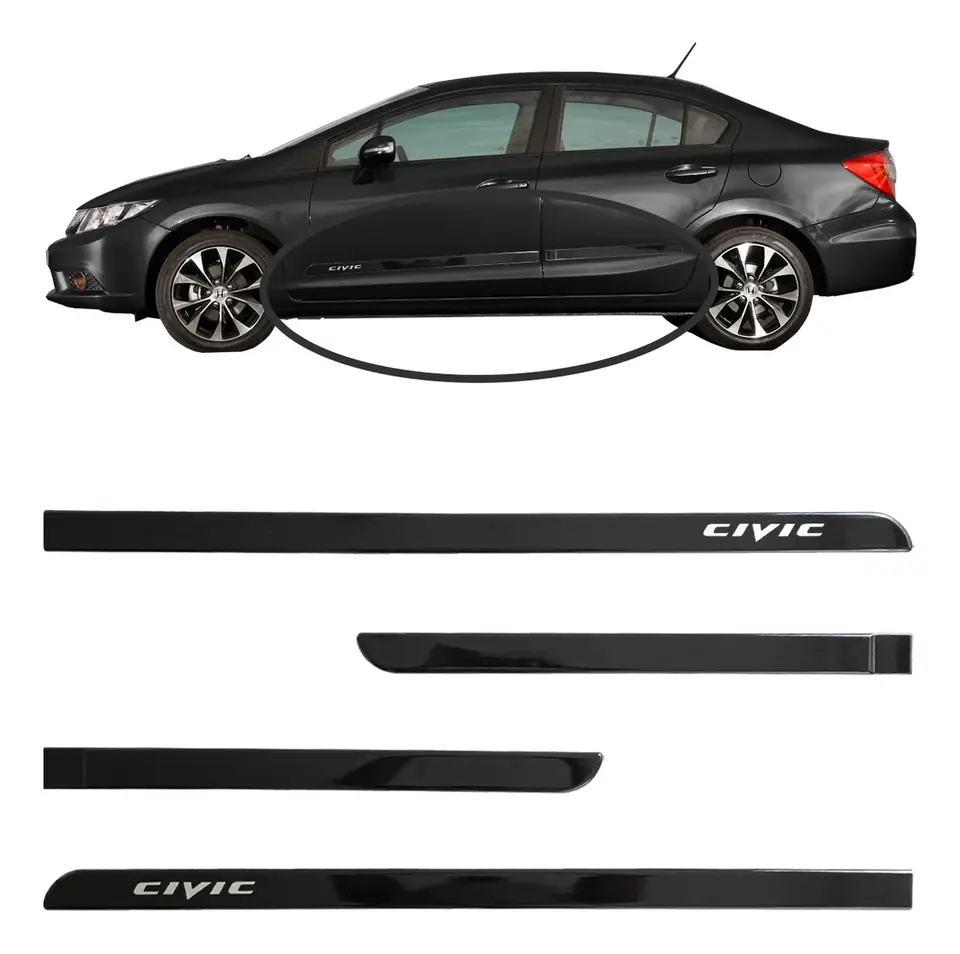 Frisos laterales originales de Honda Civic, color negro cristal (2008 a 2024)